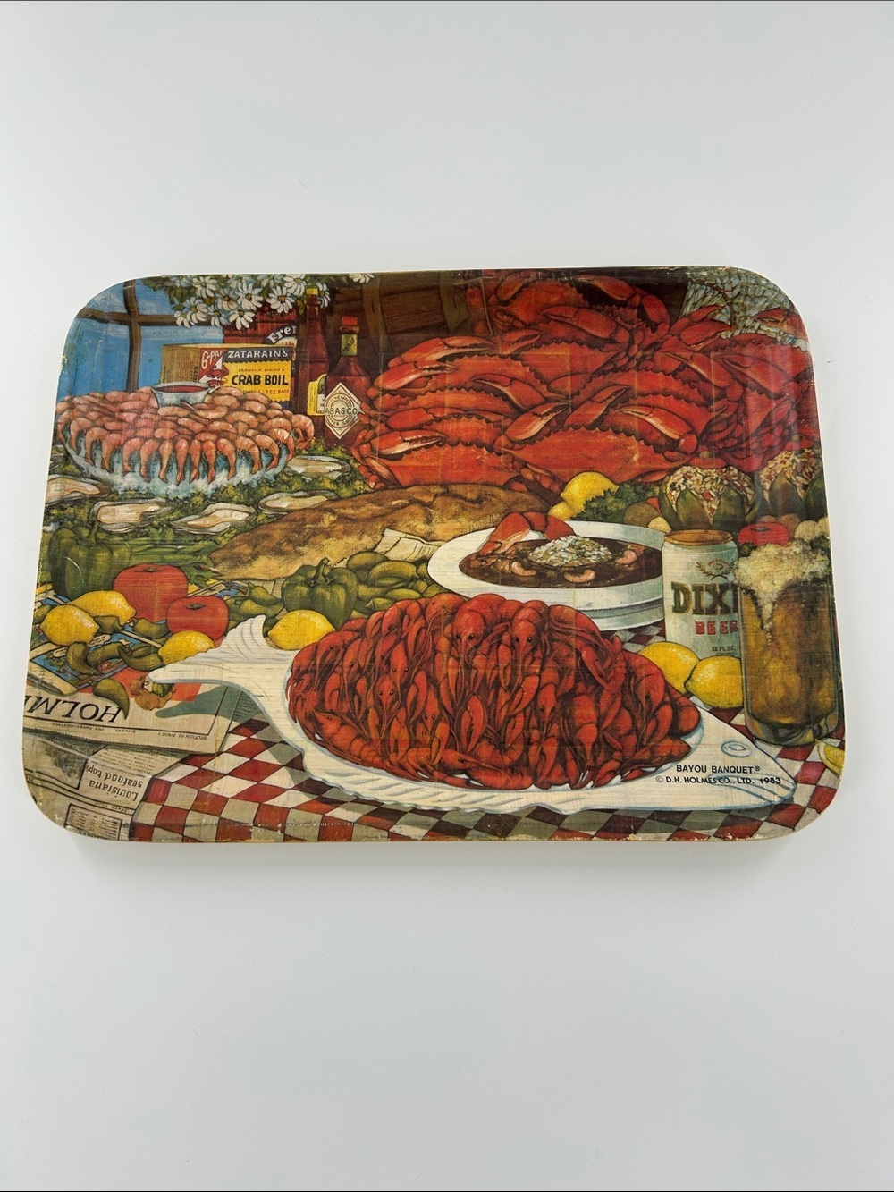 DH Holmes Bayou Banquet Crawfish Crab Boil Tray 1983 Vintage Louisiana Cajun